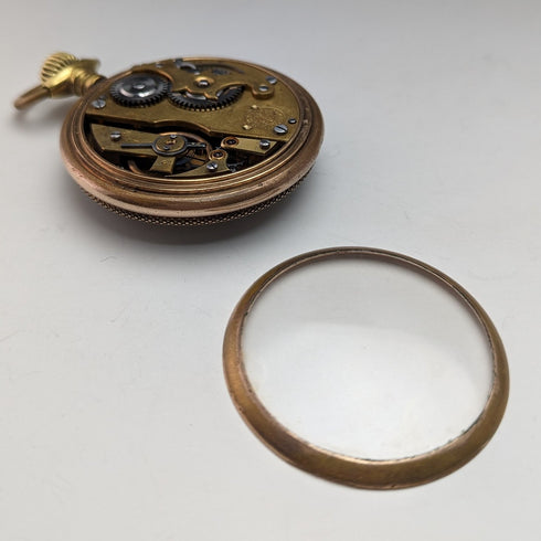 Circa 1900 Antique Paul Hemmeler Pocket Watch Gold Filled & Gunmetal Case Crystal Back Good Working Condition